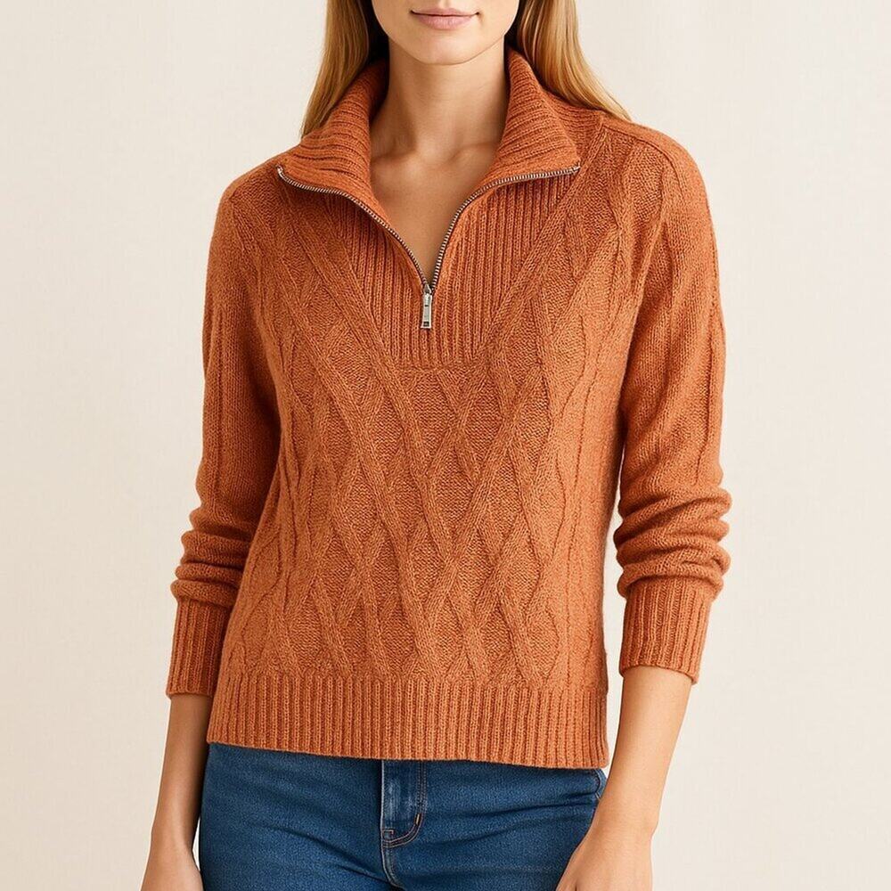 Madison + Hudson  Heathered Orange 1/4 Zip Sweater Women's Plus Size XL